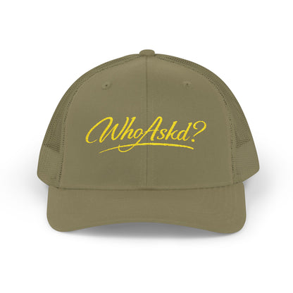 Who Askd? Snapback Trucker Cap